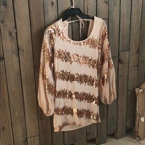 Gold Sequins Short Dress